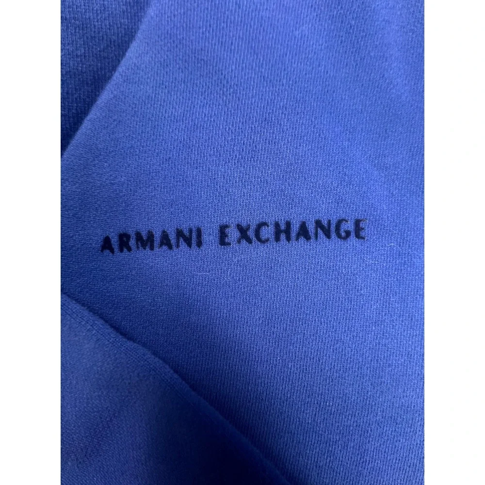 Armani Exchange Mens XL Blue Full Zip Sustainability Project Logo Hoodie